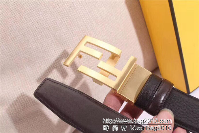 FENDI芬迪 打孔針皮帶系列 雙面皮帶 雙面精美小牛皮紋 男士皮帶  xfp1202